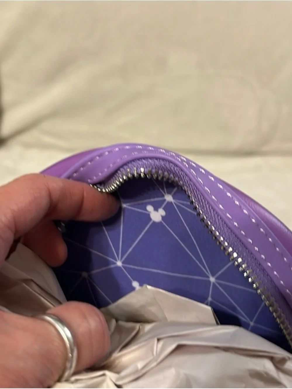 Loungefly Purple Wall Epcot Geometric Mini Backpack